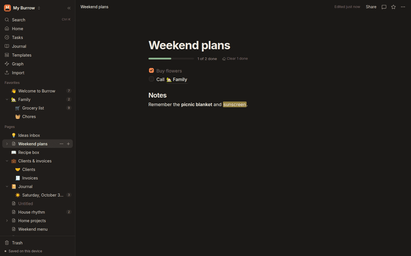 Burrow in dark mode
